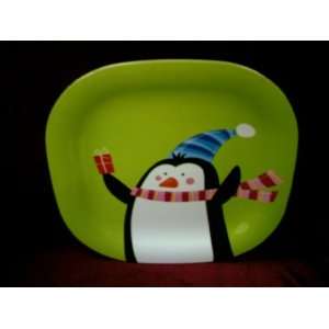  Penguin Christmas Holiday Melamine Dinner Plates, Set of 6 