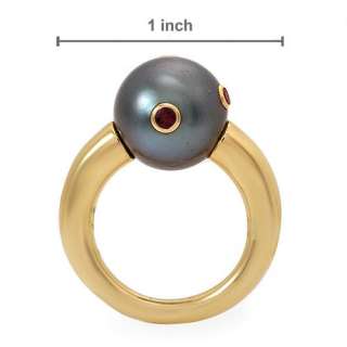New MIKIMOTO ACO97383PR Tahitian Pearl 18K Gold Ring Size 6.5 Weight 