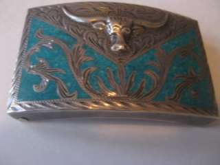 925 STERLING SILVER MEXICAN BELT BUCKLE GUAD.MEX. STEER DESIGN 1.85oz 