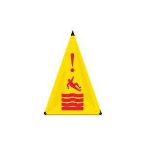 Handy Cone Floor Sign, 3 Sided Pyramid, 31 in Yellow   Floor Hazard 