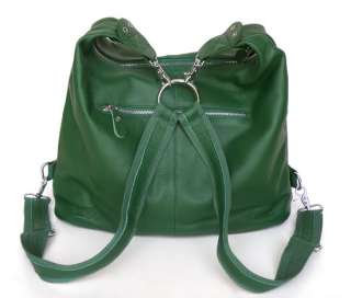 Green Leather Womens Backpack Cross Body Bag Free Ship  