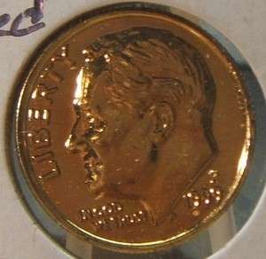 1999 P~~GOLD PLATED UNCIRCULATED~~ROOSEVELT DIME~~~BEAUTY  