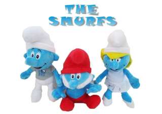 3X The Smurfs 2011 3D movie Plush SOFT FIGURE Doll Toy 11 papa clumsy 
