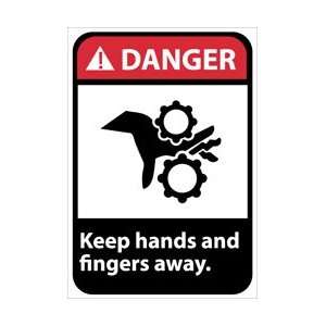   Danger, Keep Hands and Fingers Away, 14 X 10, Pressure Sensitive