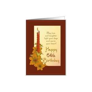  Happy 64th Birthday Tiger Lily and Red Candle Card Toys 