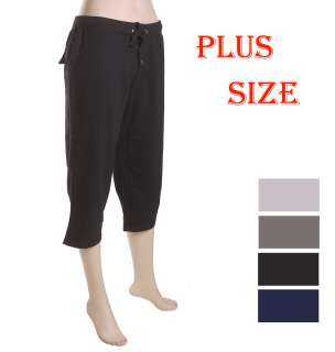 Women’s plus size French terry solid Capri pants 1X,2X,3X,  