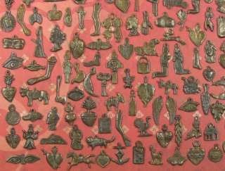 NEW 25 ANTIQUED MEXICAN BRONZE PATINA MILAGROS SET n1  