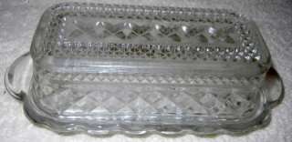 Vintage Anchor Hocking Wexford Pressed Clear Glass Covered Butter 