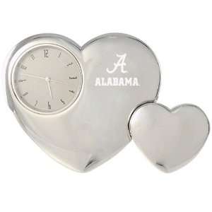  Alabama Crimson Tide Silver Tone Double Heart Clock 