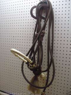 Ear Dark Leather Bridle Training Show Headstall Bosal Reins Horse 