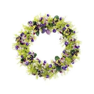  Set of 2   18 Pansy/Mixed Wild Flower/ Butterfly Wreath 