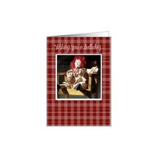 Rag Doll Birthday, Rocking Chair, Red Plaid Card by Greeting Card 