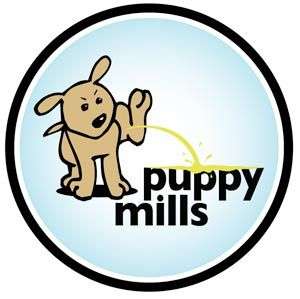 PUPPY PEEING ON PUPPY MILLS Circle car magnet  