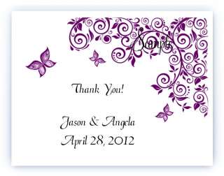   Personalized Purple Butterfly Wedding Bridal Thank You Cards  
