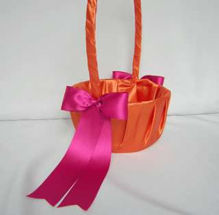 Orange Fuchsia Flower Girl Basket Ring Bearer Pillow  