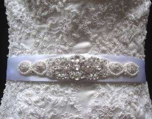 Bridal Dress Beaded Jeweled Crystal Belt Embellishment  