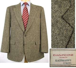 Classic Evan Picone Brown Herringbone Tweed Blazer 43R 43 R  