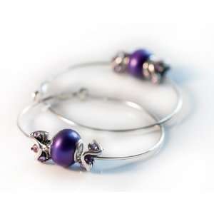  Purple Pearl Swirl Hoops Jewelry