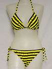 Ella Moss MEDIUM 2 Piece Cabana Stripe Yellow & Brown Bikini Swimsuit 