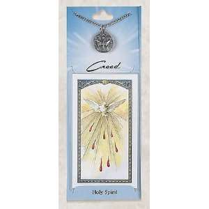 Holy Spirit Pewter Patron Confirmation Necklace Pendant with Catholic 