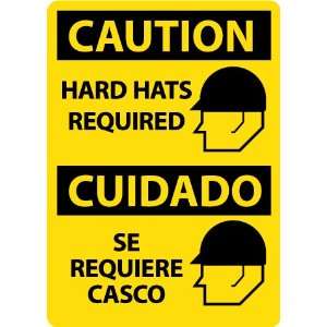 Caution, Hard Hats Required (Graphic), Bilingual, 14X10, .040 Aluminum 
