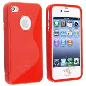   Apple® (AT&T / Verizon) iPhone® 4 TPU Case , Frost Clear Red S Shape