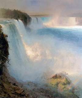 NIAGARA FALLS painting by Edwin Church waterfall, Old Master Canvas 