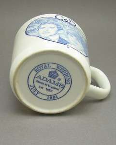 Adams China England Porcelain Royal Wedding Mug Princess Diana Prince 
