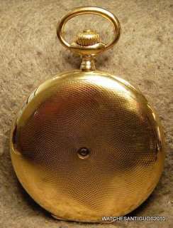   POCKET WATCH 18K SOLID GOLD TEXTURED CASE PERFECT WORKING  
