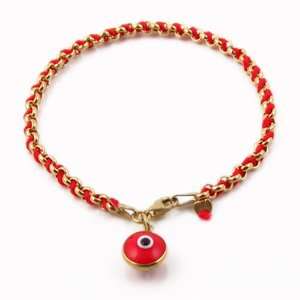   Gold Vermeil Kabbalah Red Evil Eye Bracelet, 7 inches by Love & Lucky