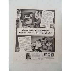  Zenith Radio and Television, Vintage 40s full page print 