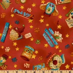  44 Wide Where The Boyz Are Top Dog Red Fabric By The 