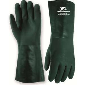   PVC Coated Gloves with Cotton Fleece Lining, Gauntlet Cuff, Large