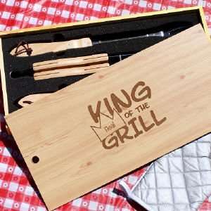  Personalized King of the Grill Barbeque Grill Set Patio 