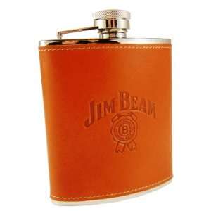  Jim Beam Stainless Steel Leather Bound Hip Flask CCF006001 