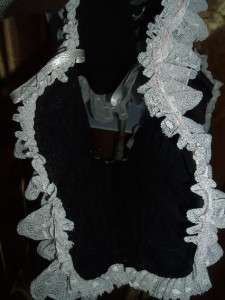 Vintage Ady Gluck Frankel Pin up Girl Ruffle Lace Black Satin Boned 