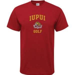 IUPUI Jaguars Cardinal Red Golf Arch T Shirt