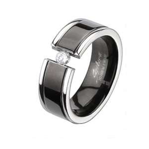  Size 10  Spikes Solid Titanium Black IP Center Band Ring 