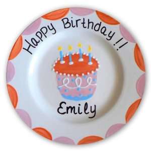  Scallop Birthday Girl Hand Painted Personalized Plate 