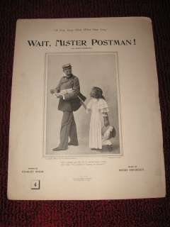 1894 WAIT, MISTER POSTMAN Vintage Sheet Music Scarce STANLEY WOOD 