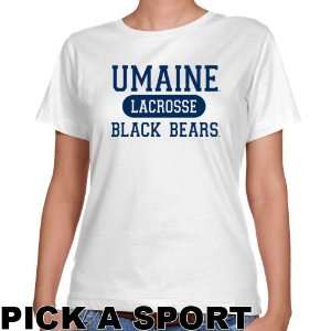  Maine Black Bears Ladies White Custom Sport Classic Fit T 