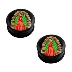   Plug with Virgin Mary Design with O Ring   Sold As A Pair Jewelry