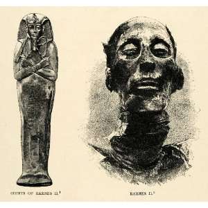 1903 Print Coffin Ramesses II Faucher Gudin Boudier Crook Flail Mummy 