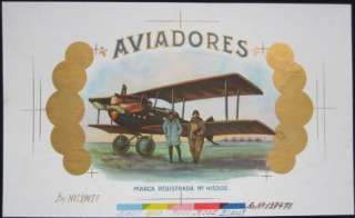 Proof Aviation Cigar Box Label AVIADORES Amelia Earhart  