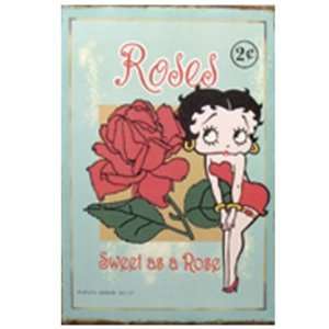    Betty Boop Roses Vintage Metal Sign *SALE*