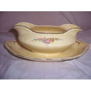 Homer Laughlin Gravy Boat Attached Underplate Sauce Bowl Circa 1900 