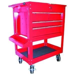  Red Metal Utility Cart 4 Drawers Locking Cover Screwdriver 