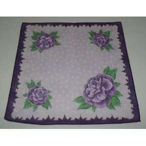  Vintage Violet Rose Ladies Handkerchief 