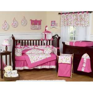    Circles Pink and Green 9 Piece Crib Bedding Collection Baby