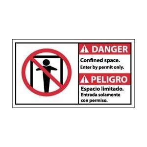   Space Enter By Permit Only (Bilingual), 10 X 18, .050 Rigid Plastic